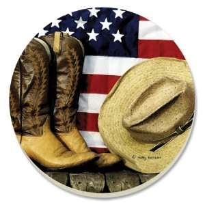  CounterArt Boots and Hat with Flag Absorbent Coasters, Set 