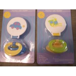  Pacifier with Holder Clip ~ Set of 2 (Car & Train) Baby