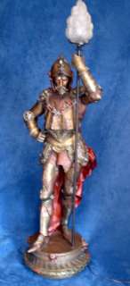 Spanish conquistador cast metal floor lamp cold patina  