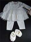 Beautiful Ivory pima cotton Baby Biscotti 4 pc. romper/hat/crib shoes 