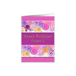    Pink, Purple and Swirls Sweet 16 Greeting Card Toys & Games