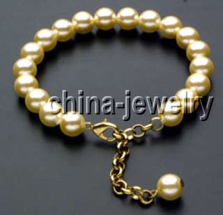 Perfect 7 9 10mm golden south sea shell pearl bracelet  