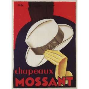  CHAPEAUX MOSSANT HAP ELEGANT MAN SMALL VINTAGE POSTER 