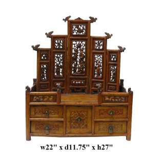 Chinese Scenery Caved Display Shrine Chest ss620  