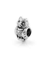 Chuvora Sterling Silver Owl Bead Charm Fits Pandora Bracelet