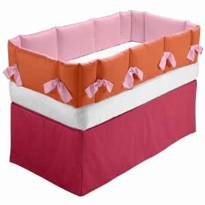    ON SALE Red Pink & Orange 3 Piece Linen Crib Bedding Set Baby