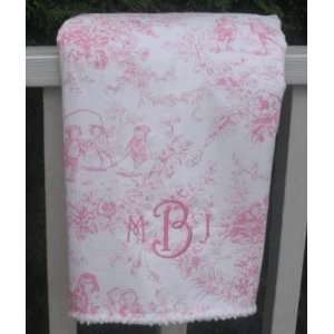  Pink Toile Chenille Blanket Baby
