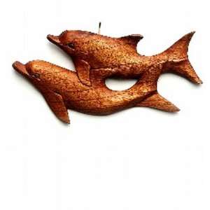  Wood Wall Plaque, Swimming Dolphins