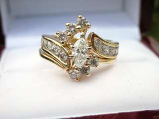 12,357 CERTIFIED 1.46CT DIAMOND TWO RING WEDDING ENGAGEMEN SET 14K 
