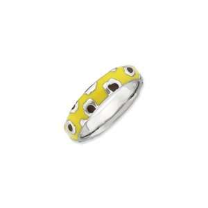    4.5mm Silver/Enamel Stackable Animal Print Band Size 6 Jewelry