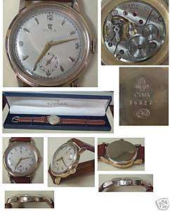 Cyma vintage gents watch 9ct solid gold  