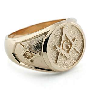 Mens 18K Solid Gold Masonic Ring Solid Back, BEAUTIFUL  