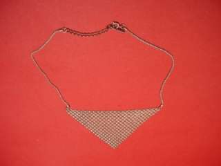 VINTAGE ANTIQUE SILVER CHAINMAIL MESH TRIANGLE NECKLACE  