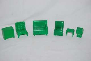   Doll house Furniture Lot living room chair TV table lamp green  