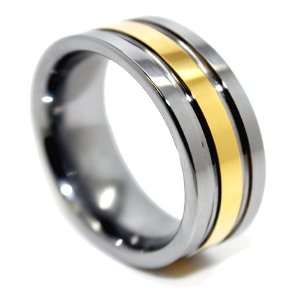 Blue Chip Unlimited   8mm 18k Gold Plated Center Solid Tungsten Unisex 