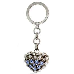   Topaz Swarovski Crystal Palladium Plated Puffed Heart Key Chain Ring