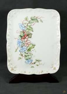 Delinieres Limoges Morning Glory Rectangle Porcela Tray  