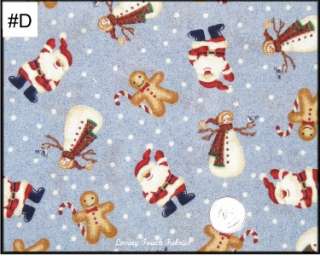 Christmas Snowmen Gingerbread Men Santa Fabric #D 1/2Yd  