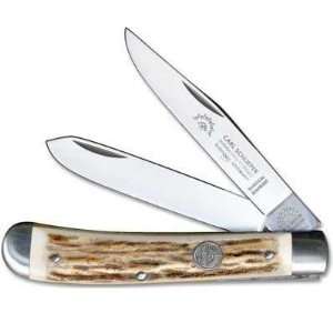 GERMAN EYE BRAND Solingen Large Trapper Genuine Stag Handle Knife 