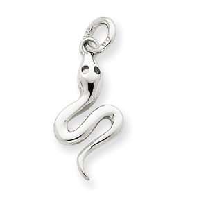  14k Gold White Gold Solid Polished Snake Charm Jewelry