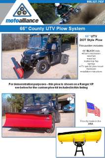 66 UTV Professional County Plow System   Yamaha Rhino   Made in USA 