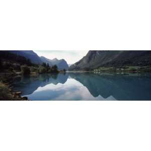 Reflection of Mountains in a Lake, Oldevatnet, Sogn Og Fjordane 