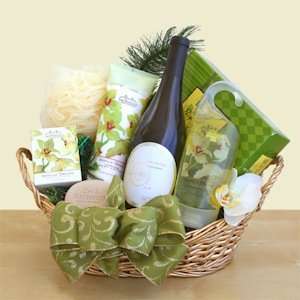 Vanilla Orchid Spa & Wine Basket  Grocery & Gourmet Food
