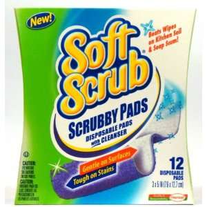  Soft Scrub Scrubby Pads, Disposable Pads with Cleanser, 12 