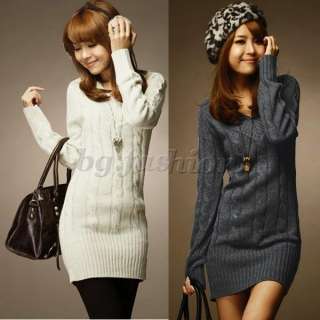 Trendy Korea V Neck Long Sleeve Knit Sweater Jumper Pullover Hip 