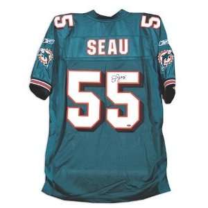  Junior Seau Signed Auth. Dolphins Teal Jersey Sports 