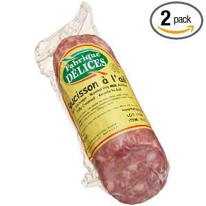   Delices Saucisson a lail (Garlic Sausage), 7 Ounce Chubs (Pack of 2