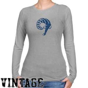  NCAA Rhode Island Rams Ladies Ash Distressed Logo Vintage Long 