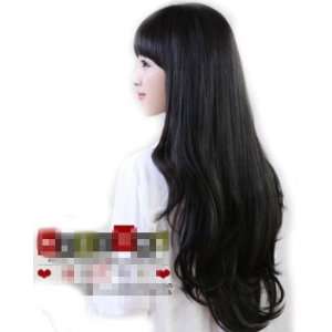   Pretty charming Long BLACK Wig Curly Wigs party wig jf010270 Beauty