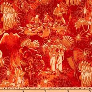  44 Wide Hawaiian Collection Luau Red Fabric By The Yard 