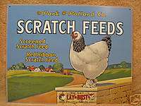 Scratch Feed Chicken Farm Rooster Tin Metal Sign Decor  