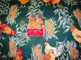 New Chicken Rooster Chicks Corn Country Farm Fabric BTY  