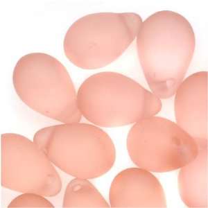  Czech Glass Beads 9mm Teardrop Rosaline Matte Rose Pink 
