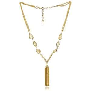   Reinhardt Meringue Citrine Stone and Chain Tassel Necklace Jewelry