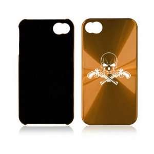 Apple iPhone 4 4S 4G Gold A724 Aluminum Hard Back Case Skull with Guns