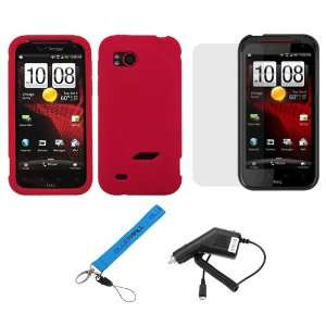  GTMax Red Soft Skin Rubber Silicone Case + Clar LCD Screen 