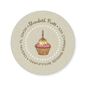 Khaki Linen Cake Label Round Birthday Stickers Kitchen 