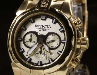 Invicta Mens Speedway Chron Champagne Dial Gold Plated Stainless Steel 
