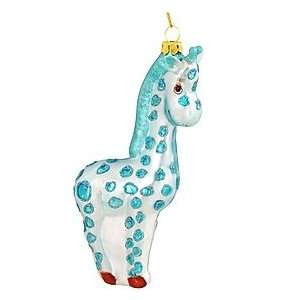  Blue Giraffe Glass Ornament