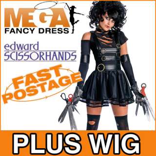 Miss Edward Scissorhands Halloween Fancy Dress Ladies Costume + Wig UK 