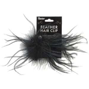  Ostrich Feather Hair Clip 1/Pkg Black Arts, Crafts 