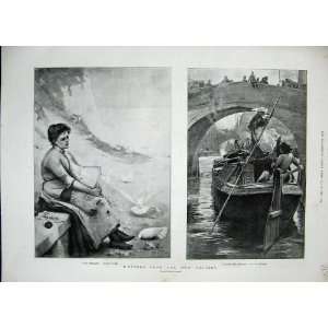  1893 Gallery Art Painting Boat River Bridge Birds Carr 