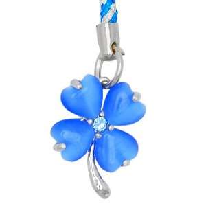    Cellphone Mobile Charm Strap, Clovers, Blue 