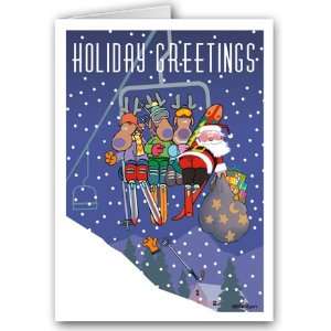  Ski Lift Santa Christmas Card