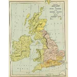  Cram 1892 Antique Map of the British Islands Anglo Saxon 