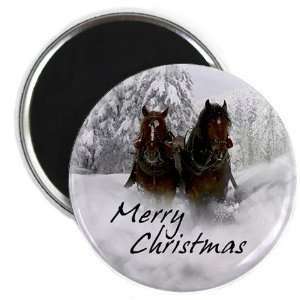   Clam Merry Christmas Clydesdales 2.25 Fridge Magnet